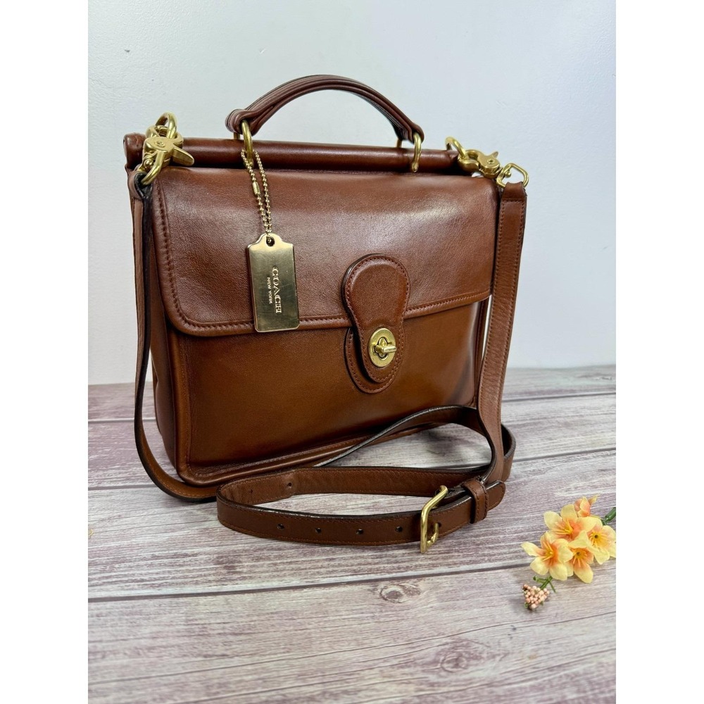 Vintage COACH Willis #9927 Brown Leather Crossbody Handbag Made in USA